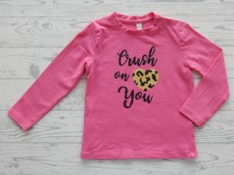 Longsleeve roze zwart goud glitter Crush on You maat 80