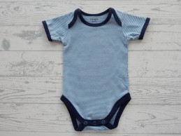 Hema romper korte mouw blauw wit gestreept donkerblauw maat 50-56