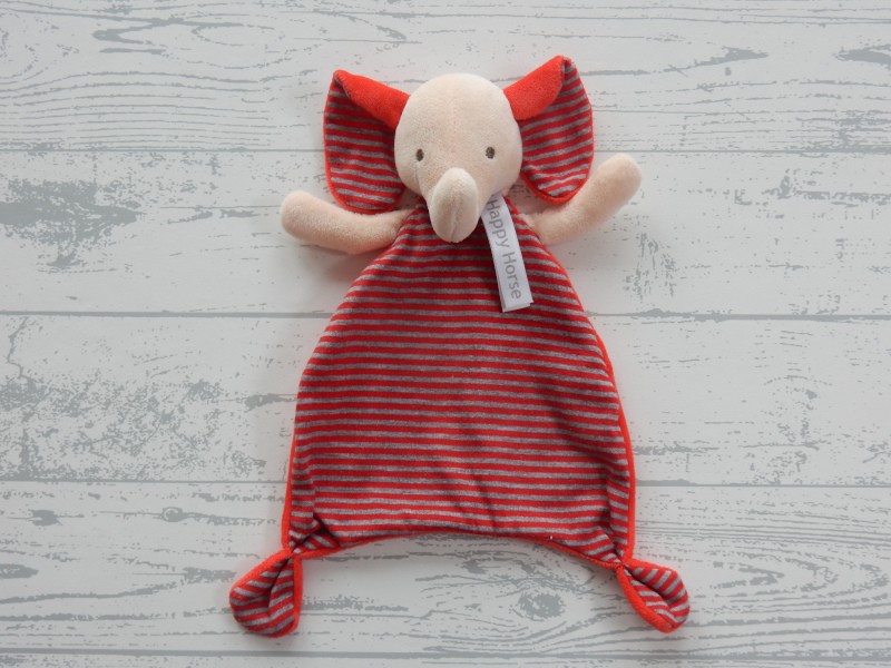 Happy Horse knuffeldoek velours beige rood olifant Emma