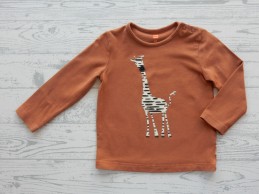 Hema newborn shirt bruin wit zwart giraffe maat 68