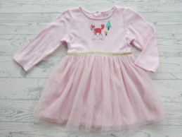 Minoti baby jurk tricot tule lichtroze glitter maat 68-74