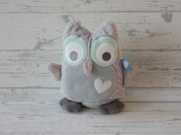 Tiamo knuffel velours mintgroen grijs wit Uil 20 cm