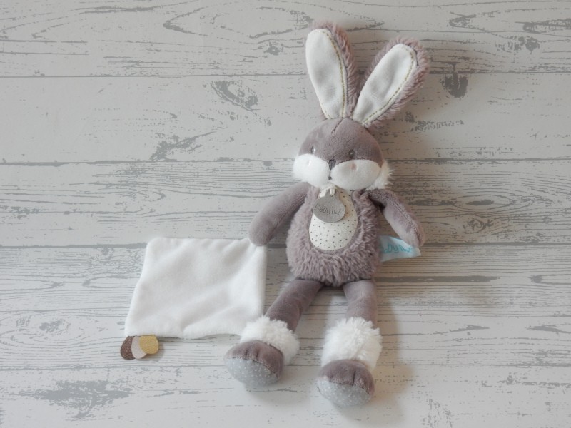 Baby Nat knuffel velours pantin avec doudou papuche marron glacé Konijn
