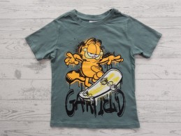 Kinder t-shirt groen Garfield skateboard maat 110