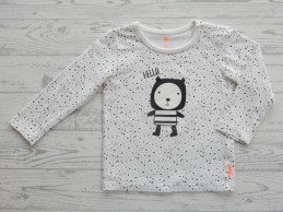 Hema newborn shirt wit zwart stippen beer Hello maat 74