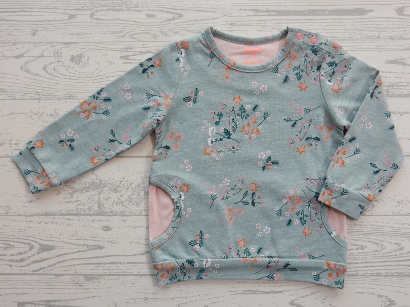 Hema baby shirt longsleeve groen melee roze bloementak maat 68