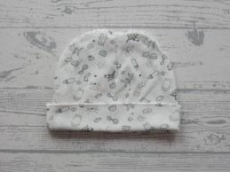Hema newborn mutsje off white zwart dessin doodles 1 maat
