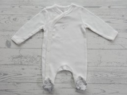 Hema newborn jumpsuit off white zwart dessin doodles maat 44
