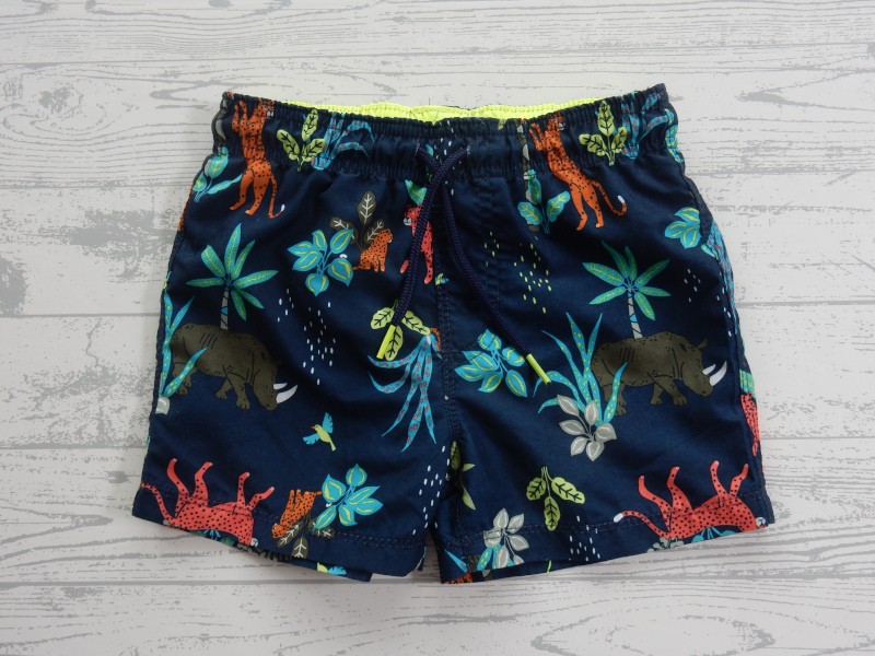 Hema zwemshort donkerblauw groen oranje jungle panters maat 98-104