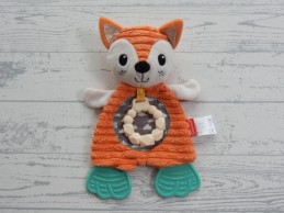 Infantino knisperdoek velours ribstof oranje groen bijtstuk Vos