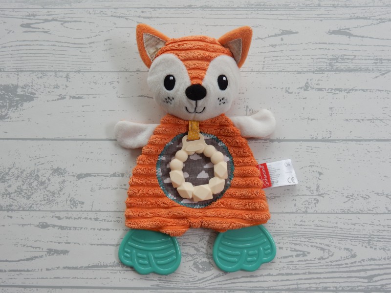 Infantino knisperdoek velours ribstof oranje groen bijtstuk Vos