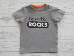 Hema t-shirt grijs zwart wit My Daddy Rocks maat 62