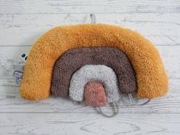 Snoozebaby knuffel velours oker geel bruin blauw regenboog