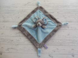 My Teddy knuffeldoek velours blauw grijs olifant