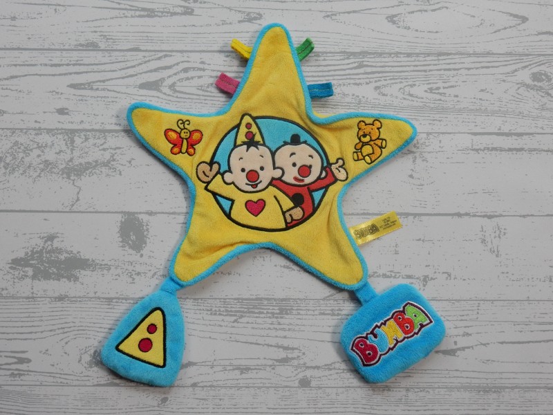 Bumba knuffeldoek velours geel blauw ster Bumba Bumbalu