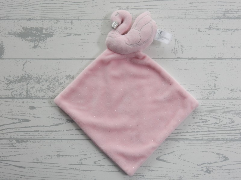 Nicotoy knuffeldoek velours roze zilver glitter zwaan