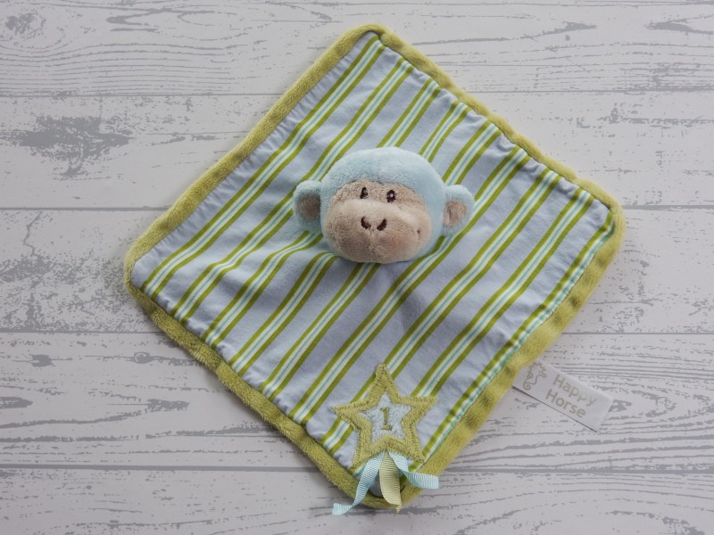 Happy Horse knuffeldoek velours blauw groen Sporty Aap 1