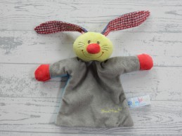Bambino knuffeldoek velours grijs rood blauw stipjes konijn Bets Bunny