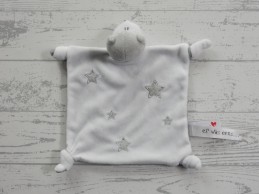 Prenatal knuffeldoek tuttel velours wit grijs Draak Dirk Er was eens