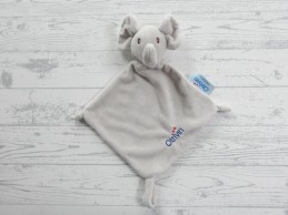 Otrivin knuffeldoek velours lichtgrijs ruit Olifant