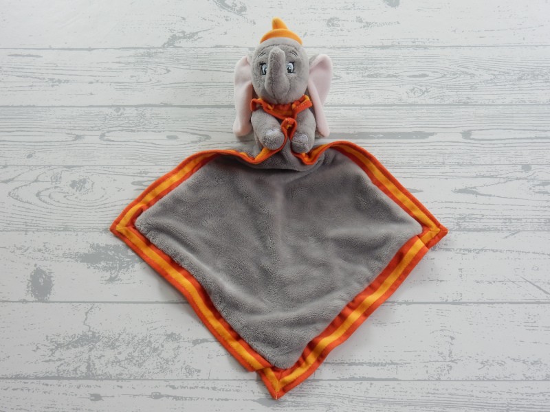 Disney Nicotoy knuffeldoek velours grijs oranje geel olifant Dombo