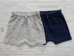 H&M set 2 tricot shorts lichtgrijs donkerblauw maat 74