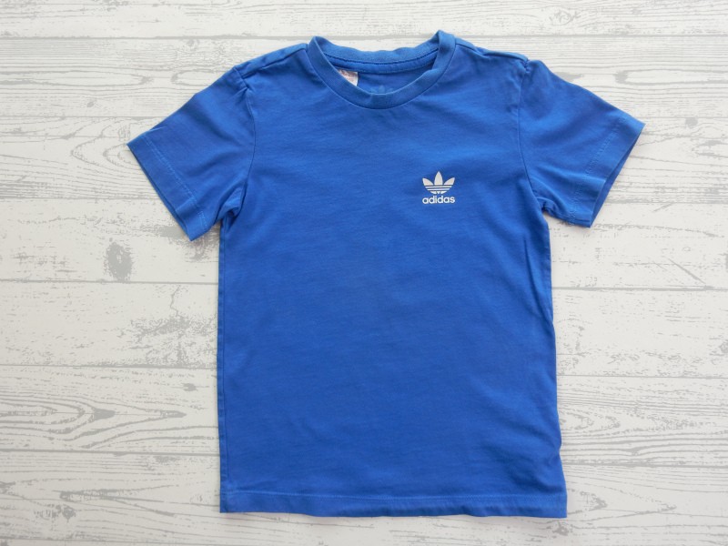 Adidas t-shirt blauw kobalt wit maat 98