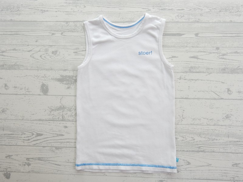 Lief! lifestyle shirt singlet wit blauw Stoer! maat 110-116