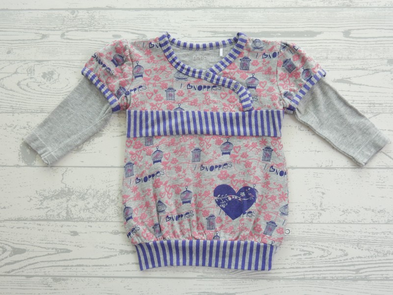 Noppies jurk tuniek grijs melange paars roze maat 62