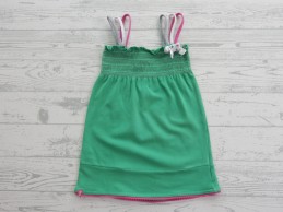 Beebielove jurkje groen grijs wit roze strikje maat 74