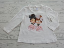 Mayoral longsleeve shirt wit ruches kraagje roze bloemetjes maat 74