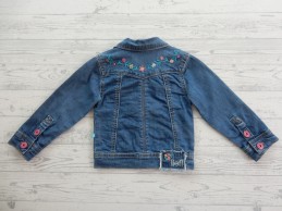 Lief! lifestyle spijkerjas denim fuchsia roze borduur bloemetjes maat 86