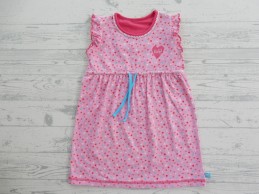 Lief! Lifestyle jurk tricot roze blauw wit hartjes maat 98-104