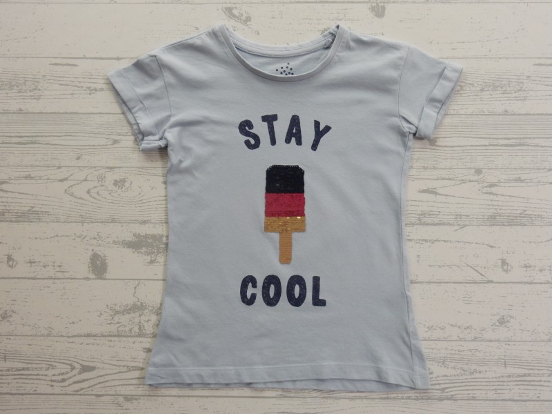 Pepperts t-shirt lichtblauw pailletten ijsje Stay Cool maat 122-128