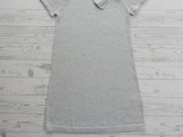H&M jurk fijn gebreid lichtgrijs zilver glitter strik maat 122-128