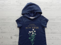 H&M jurk met capuchon blauw melange Flowers in New York maat 122-128