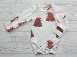 Hema romper lange mouw off-white wit bruin beren maat 50-56