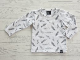 Babystyling longsleeve wit zwart veren maat 56-62