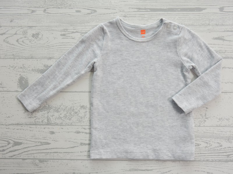 Hema basic baby shirt longsleeve lichtgrijs melange maat 62