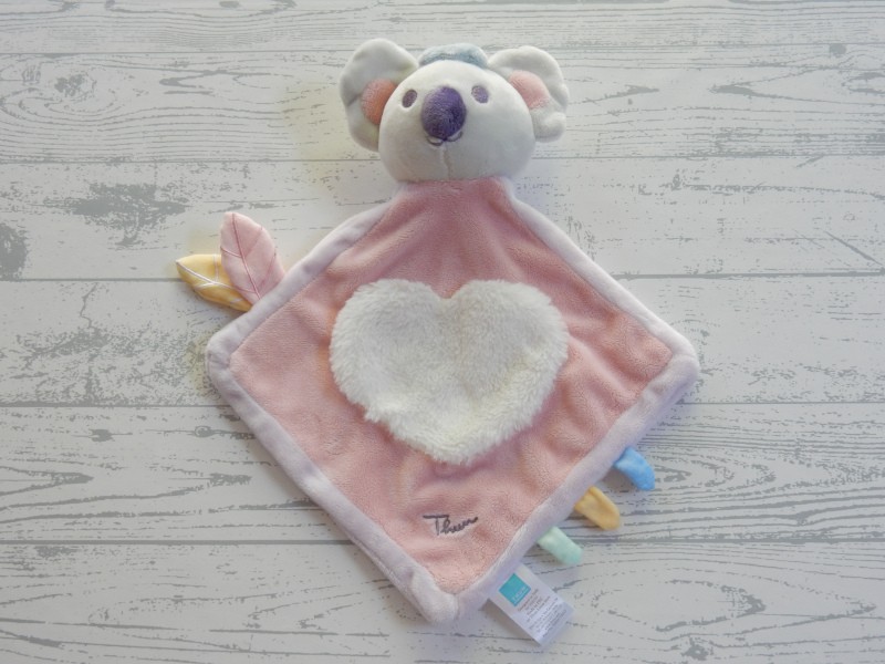 THUN knuffeldoek velours roze lila lichtgrijs hart Koala