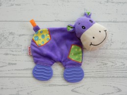 Nuby knuffeldoek doudou velours paars knisper bijtstuk Koe