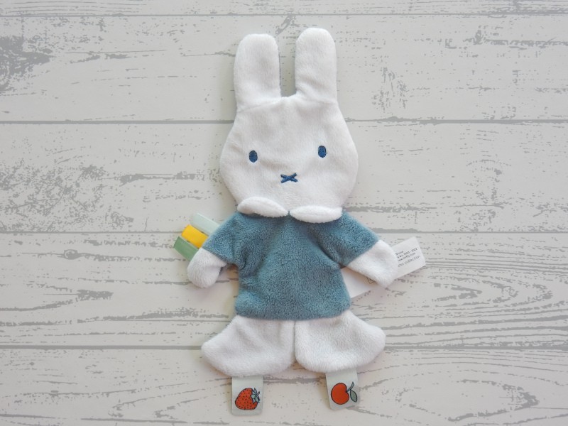 Nijntje knisperdoekje knuffeldoek velours blauw grijs tricot