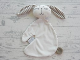 Funnies knuffeldoek knuffellap velours wit grijs gestreept Konijn