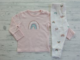 Prenatal baby set pyjama roze wit regenboog maat 74