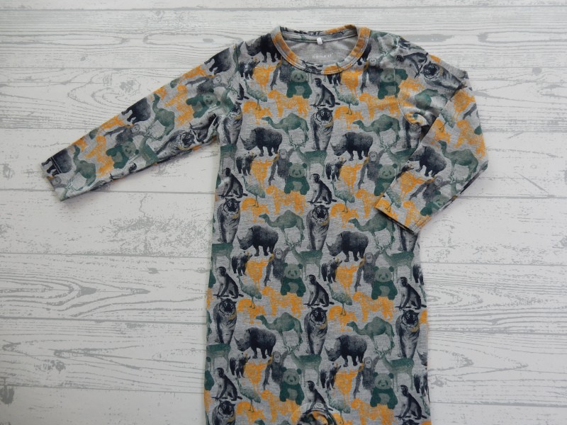 Name it jumpsuit boxpak grijs geel groen jungle dieren NBMKismon maat 74