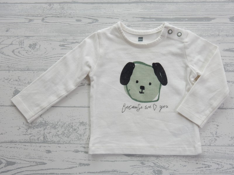 Hema newborn longsleeve wit groen zwart hond maat 56