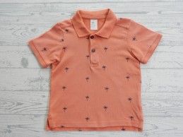 H&M poloshirt oranje koraal zwart palmbomen maat 86