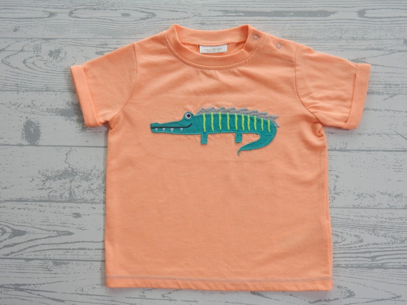 Next t-shirt fel oranje groen krokodil maat 74-80