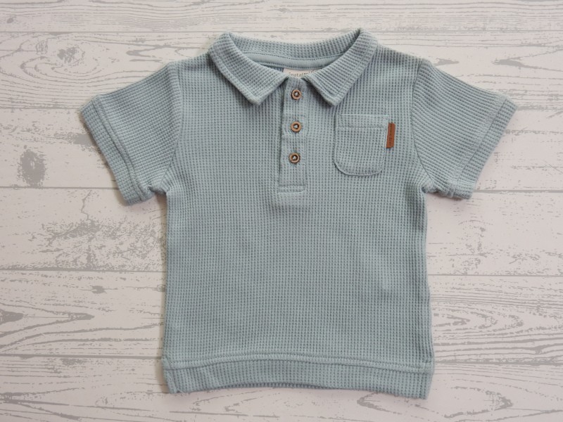 Prenatal poloshirt groen wafel structuur fijn maat 68