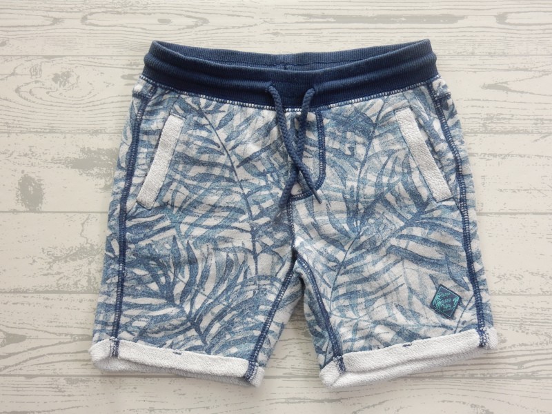 WE Fashion sweatstof short blauw wit print maat 98